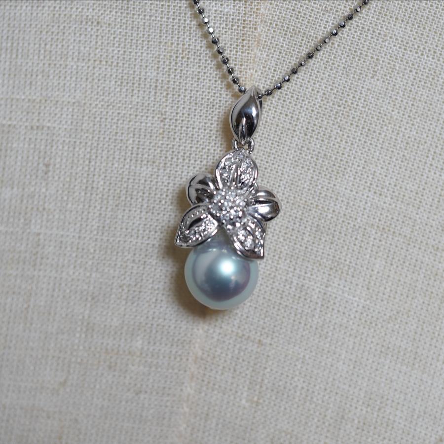 大粒パール　ペンダント　プラチナ900 ダイヤモンド プラチナ900 南洋真珠 ペンダントトップ 天然ダイヤモンド付き 11mm