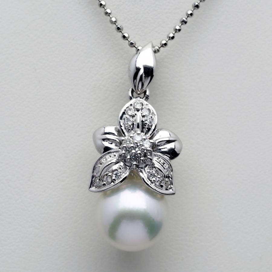 大粒パール　ペンダント　プラチナ900 ダイヤモンド プラチナ900 南洋真珠 ペンダントトップ 天然ダイヤモンド付き 11mm