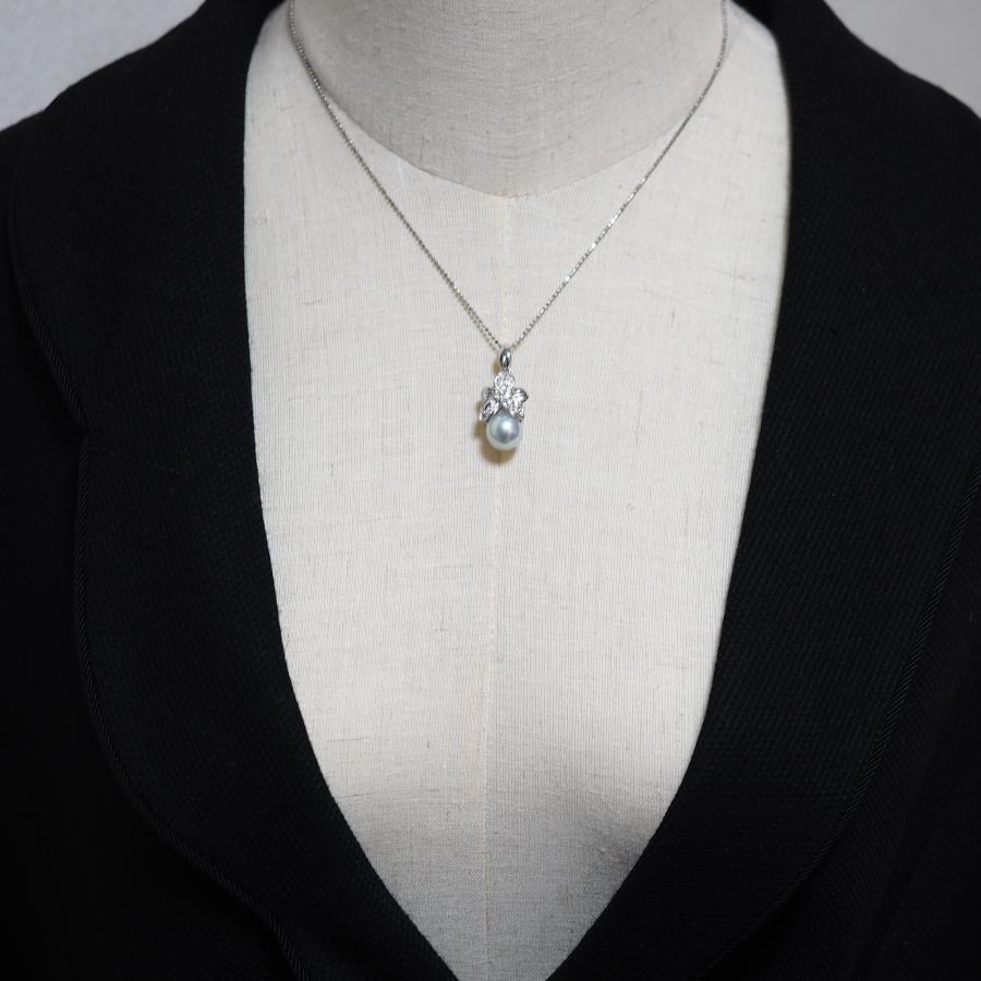 プラチナ900 南洋真珠 ペンダントトップ 天然ダイヤモンド付き 11mm