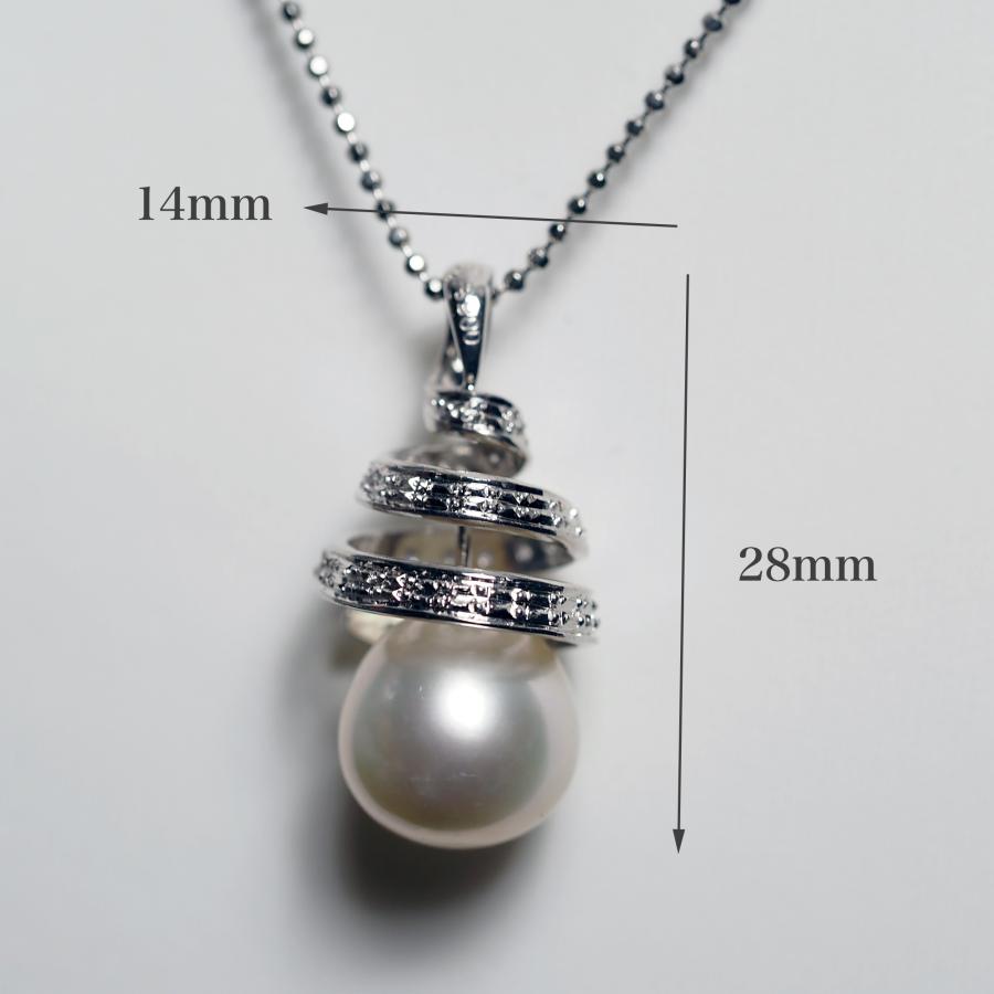 プラチナ900 南洋真珠 スパイラル ペンダントトップ 11.4mm/シルバー系 