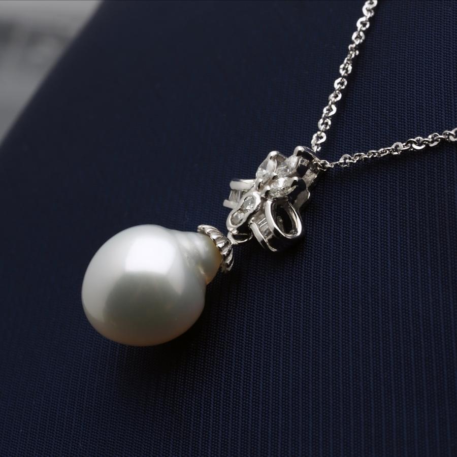プラチナ900 南洋真珠 バロック ペンダントトップ 12mm up ブルー系