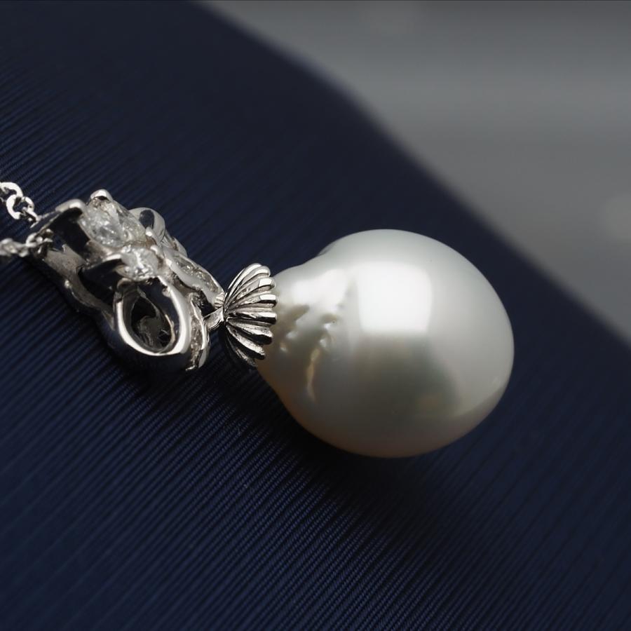 プラチナ900 南洋真珠 バロック ペンダントトップ 12mm up ブルー系