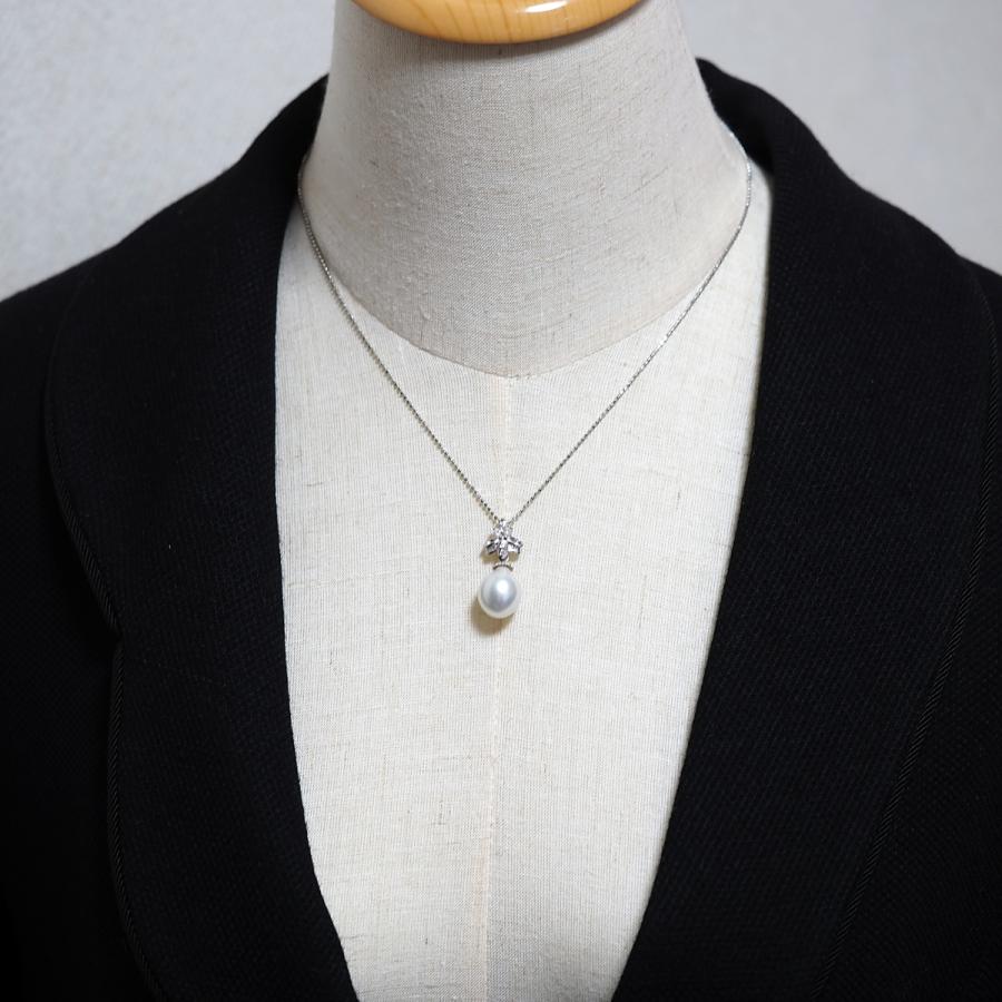 プラチナ900 南洋真珠 バロック ペンダントトップ 12mm up ブルー系