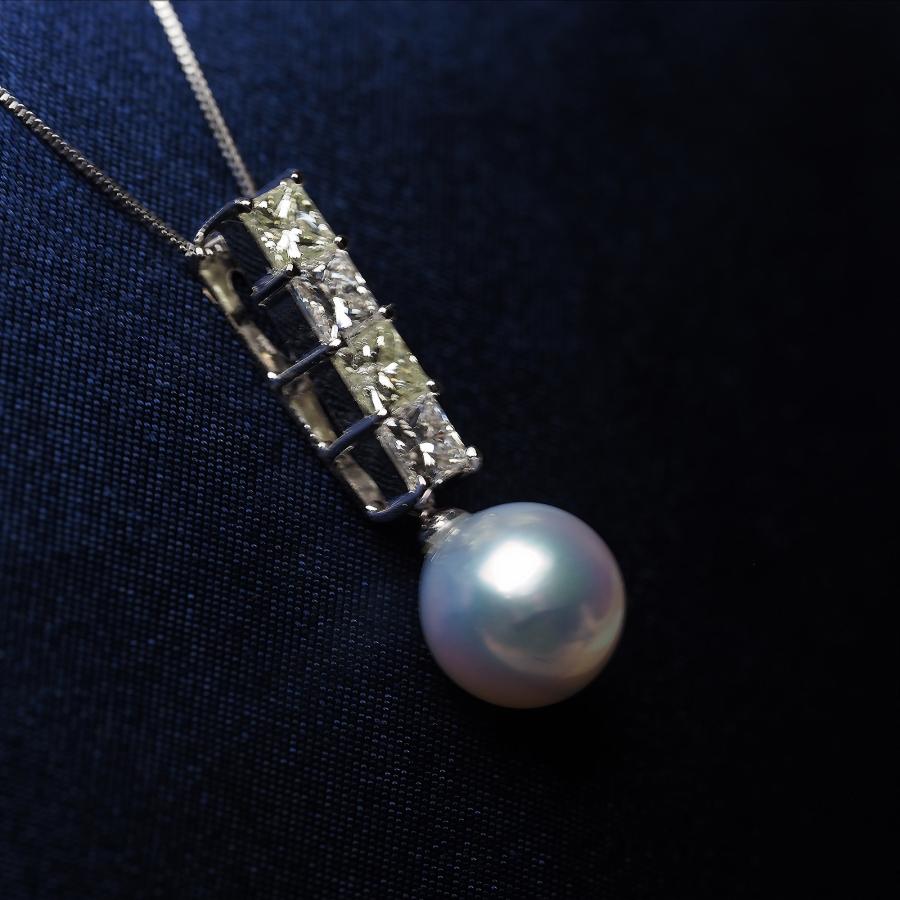 K18WG アコヤ本真珠 真多麻 ペンダントトップ 1.045ct ホワイト