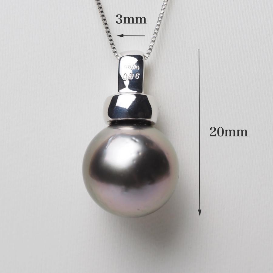 K18WG タヒチ真珠 ペンダントトップ 11.5mm up/メタリックパープルグレー 黒蝶パール 18金ホワイトゴールド 個性的 大ぶり ギフト 普段使い フォーマル 日本製の画像