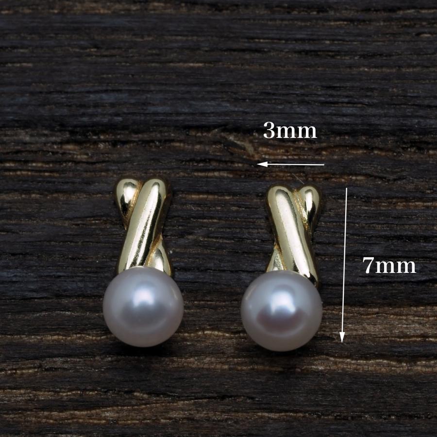 K18YG イエローゴールドあこや本真珠セミバロック7ミリ パールピアス