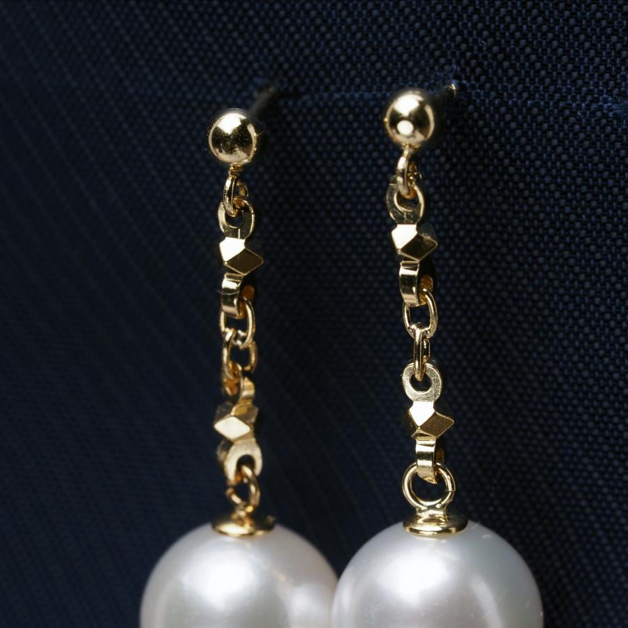 K18 アコヤ本真珠 チェーン ピアス 7mm/8mm あこやパール 18金