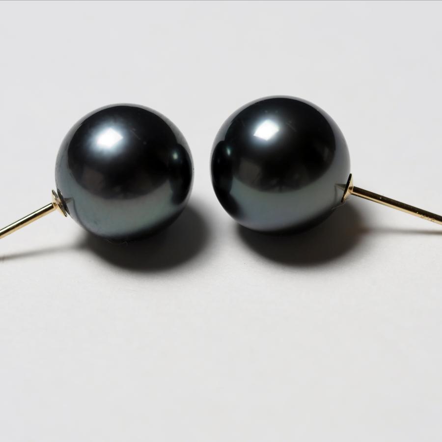 ブランド登録なし テリVERY GOOD タヒチ真珠 ピアス 10.7mm ブラック 