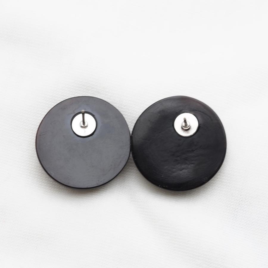本べっ甲 黒甲 スタッドピアス 平丸20mm チタンポスト 鼈甲 本べっ甲 黒甲 スタッドピアス 平丸20mm チタンポスト 鼈甲