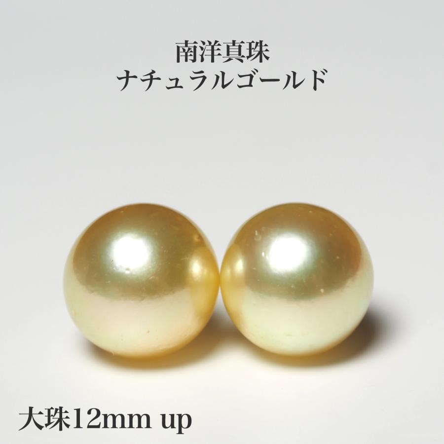 南洋真珠 ナチュラルゴールド ピアス セミラウンド12mm up イヤリング