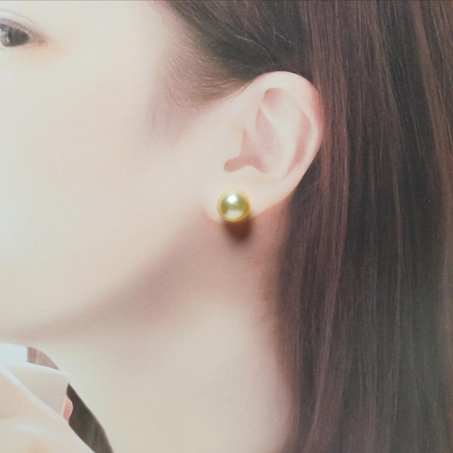 南洋真珠 ナチュラルゴールド ピアス セミラウンド12mm up イヤリング