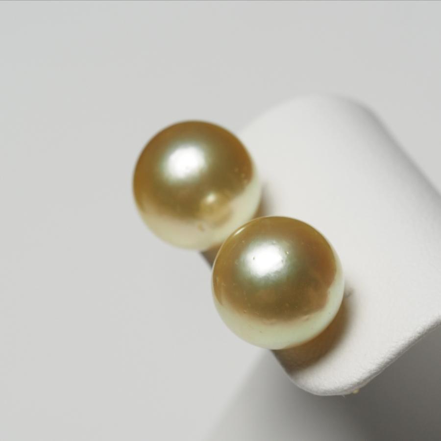 南洋真珠 ナチュラルゴールド ピアス セミラウンド12mm up イヤリング