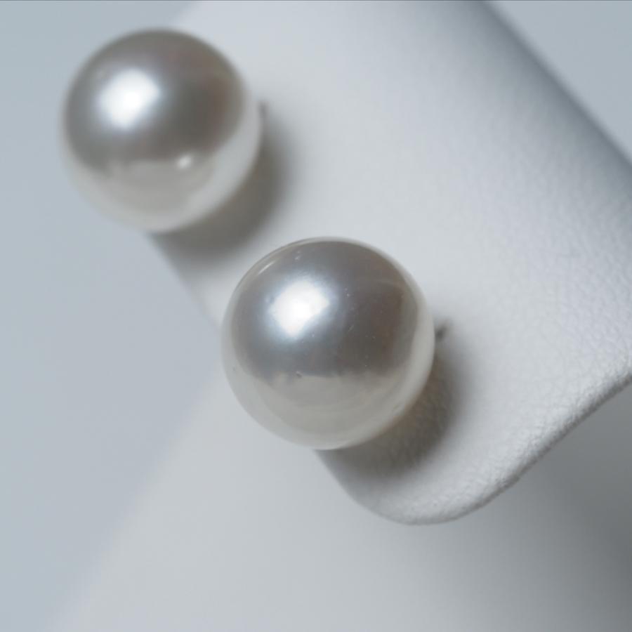 南洋真珠 ピアス 10mm up アコヤルックカラー イヤリングにも変更可 白