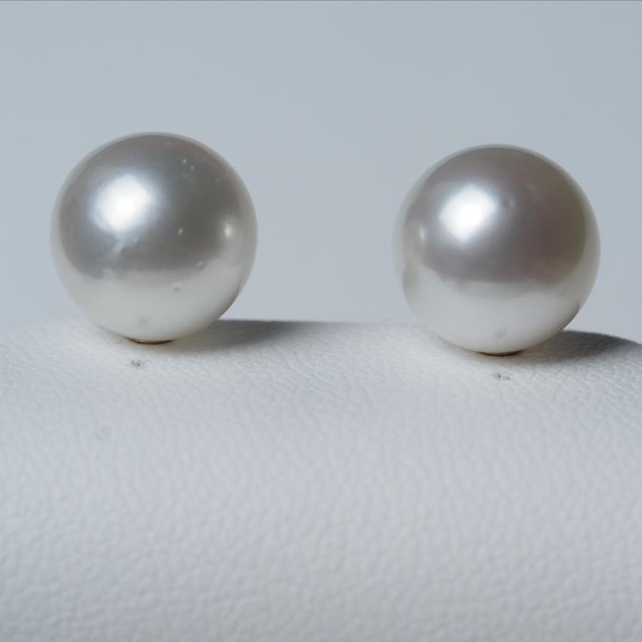 南洋真珠 ピアス 10mm up アコヤルックカラー イヤリングにも変更可 白
