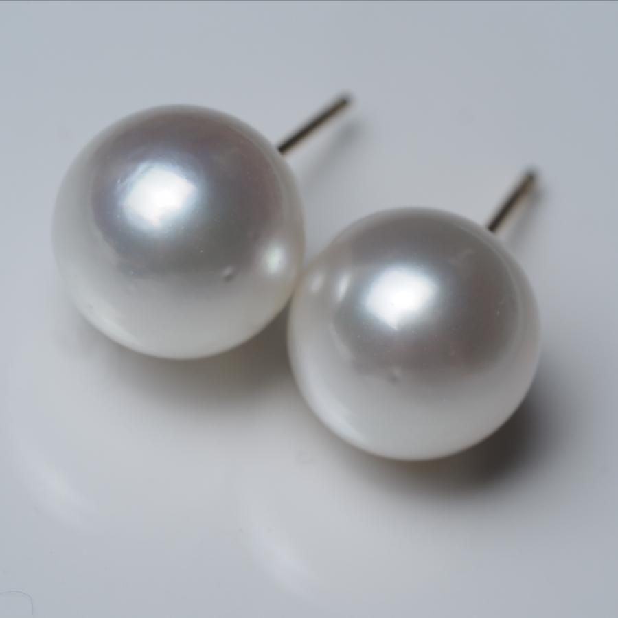 南洋真珠 ピアス 10mm up アコヤルックカラー イヤリングにも変更可 白