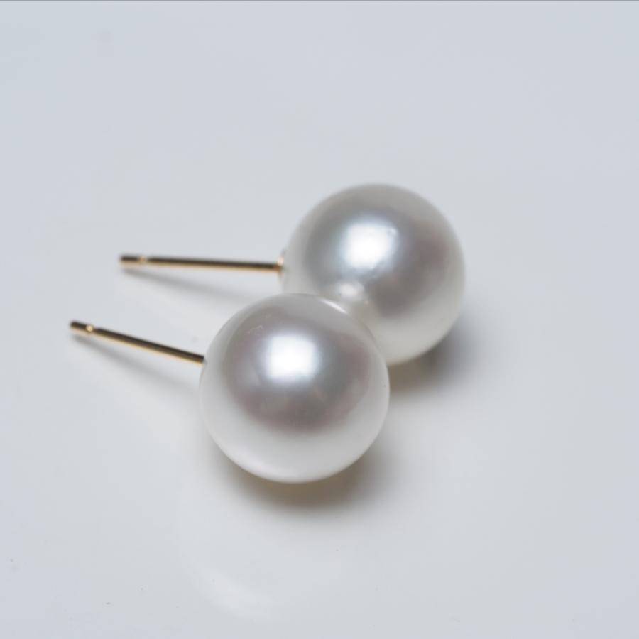 南洋真珠 ピアス 10mm up アコヤルックカラー イヤリングにも変更可 白