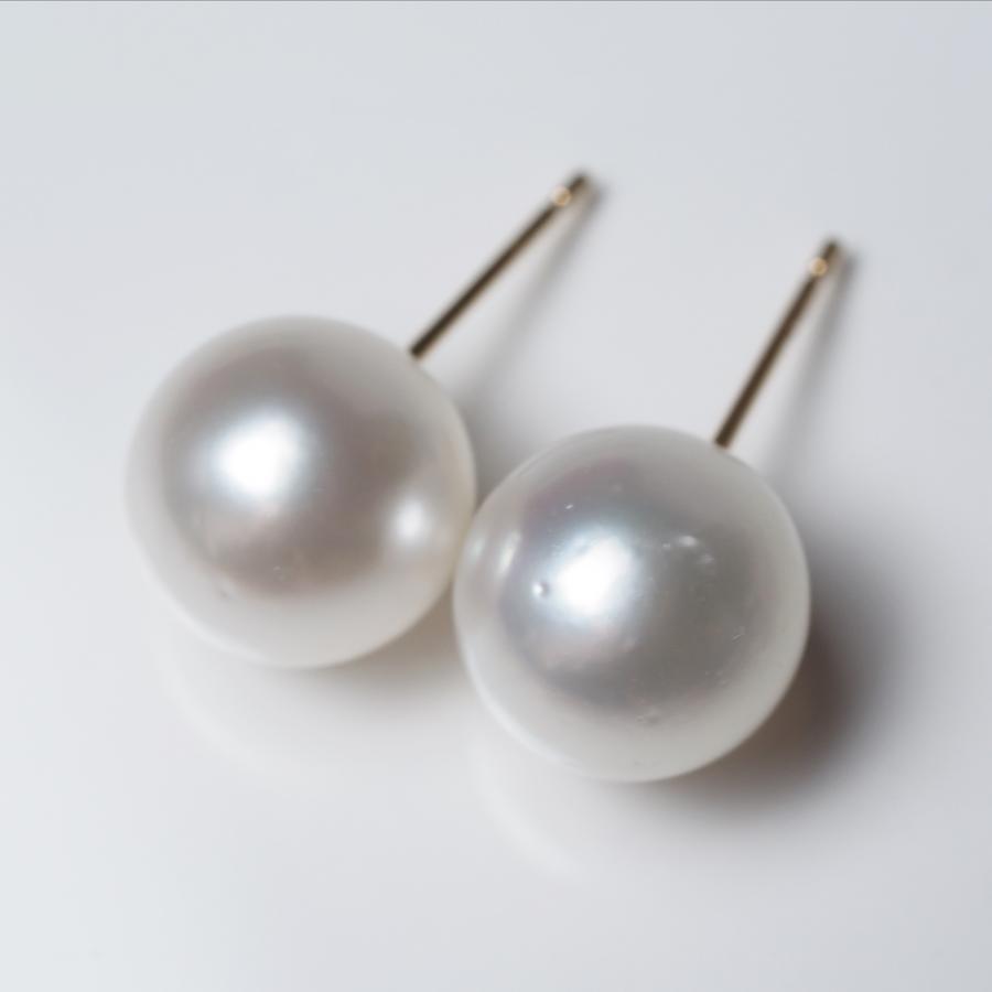 南洋真珠 ピアス 10mm up アコヤルックカラー イヤリングにも変更可 白