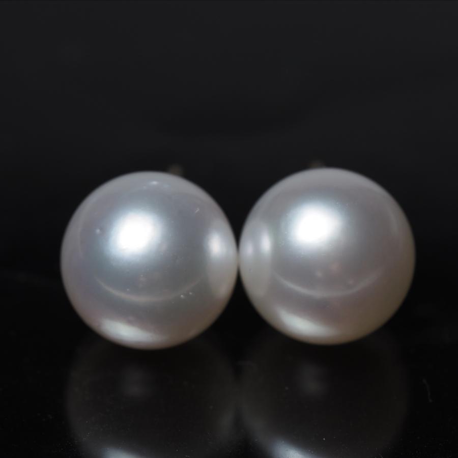 南洋真珠 ピアス 10mm up アコヤルックカラー イヤリングにも変更可 白