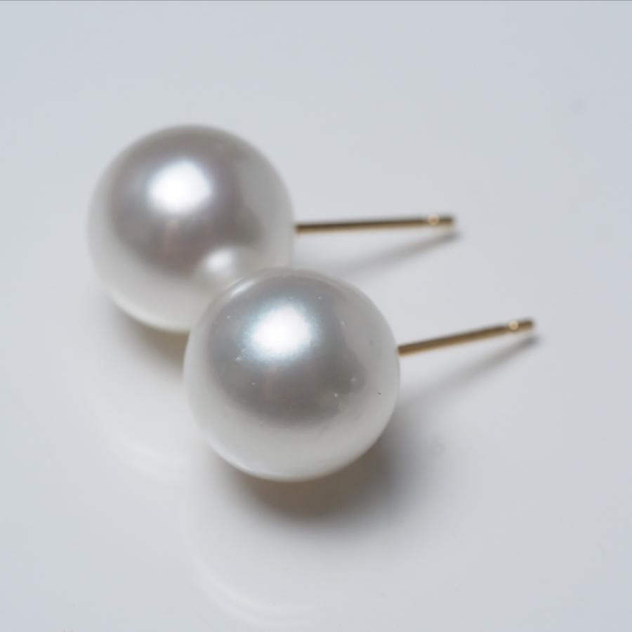 南洋真珠 ピアス 10mm up アコヤルックカラー イヤリングにも変更可 白