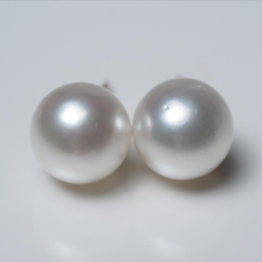 南洋真珠 ピアス 10mm up アコヤルックカラー イヤリングにも変更可 白