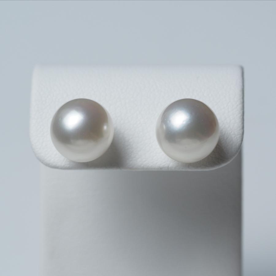 南洋真珠 ピアス 10mm up アコヤルックカラー イヤリングにも変更可 白