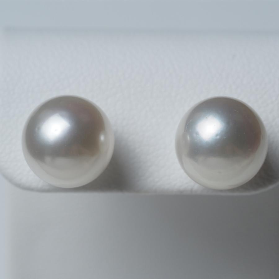 南洋真珠 ピアス 10mm up アコヤルックカラー イヤリングにも変更可 白