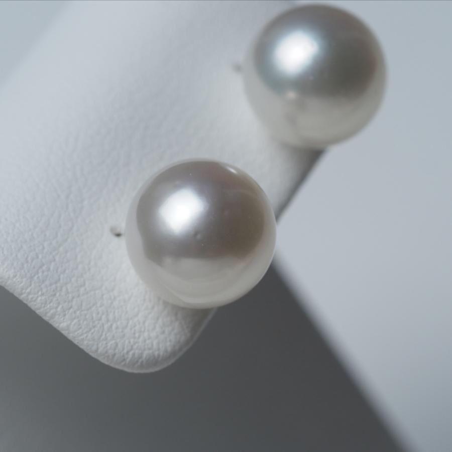 南洋真珠 ピアス 10mm up アコヤルックカラー イヤリングにも変更可 白