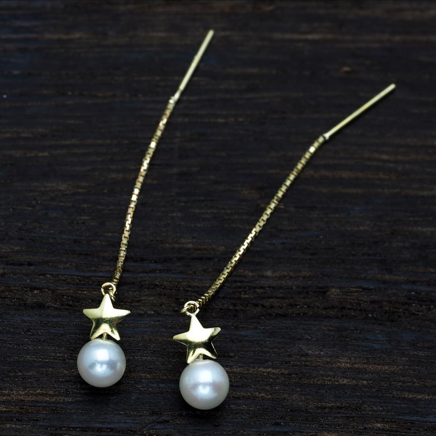 k18 天然本真珠ピアス0.9g