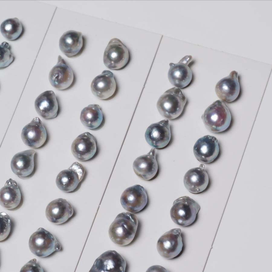 アコヤ本真珠 ナチュラルブルー バロック ピアス K10PG/K18YG ポスト