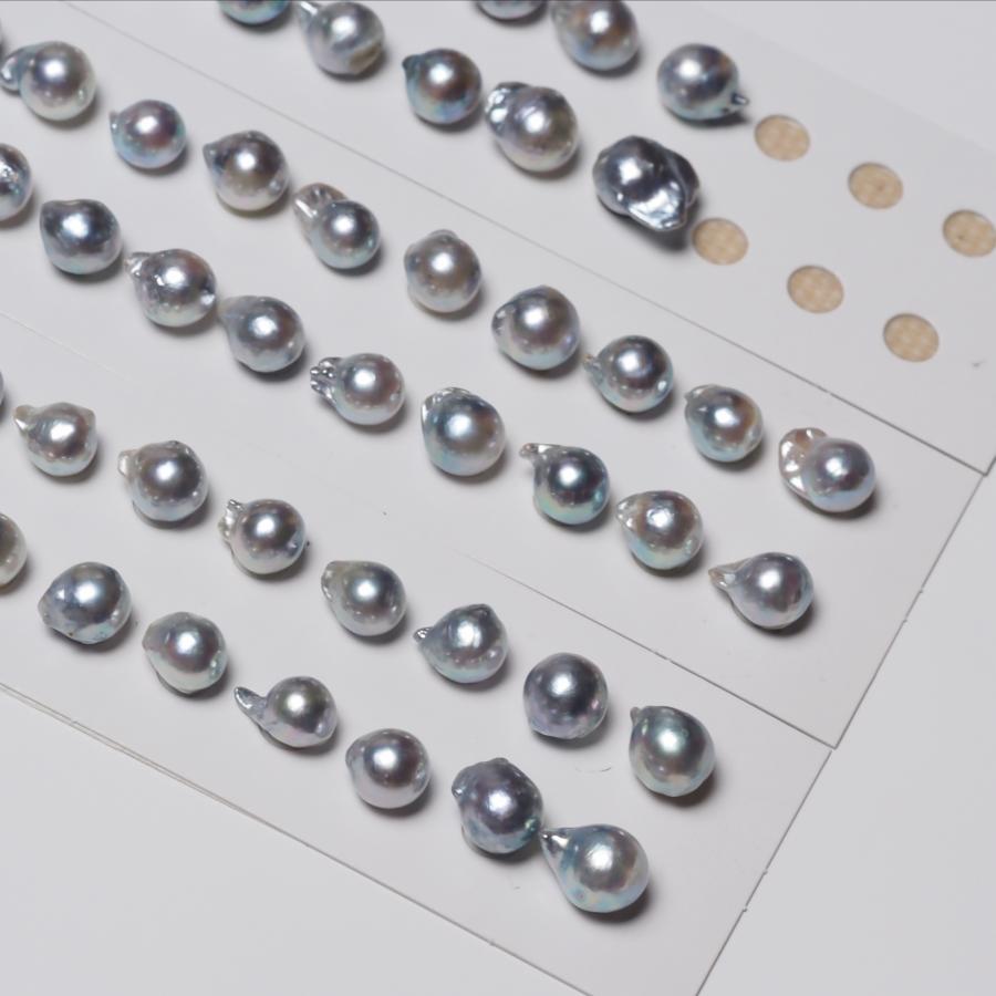 アコヤ本真珠 ナチュラルブルー バロック ピアス K10PG/K18YG ポスト