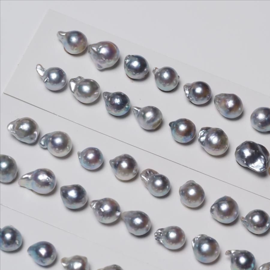 アコヤ本真珠 ナチュラルブルー バロック ピアス K10PG/K18YG ポスト