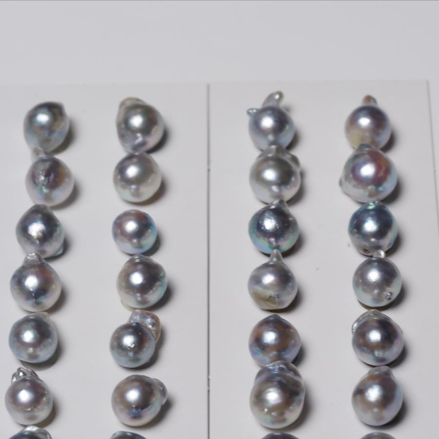 アコヤ本真珠 ナチュラルブルー バロック ピアス K10PG/K18YG ポスト