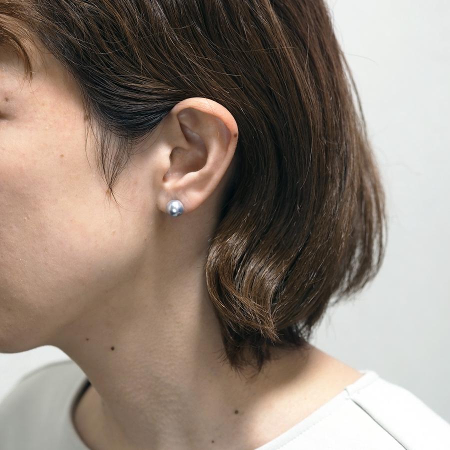 アコヤ本真珠 ナチュラルブルー バロック ピアス K10PG/K18YG ポスト