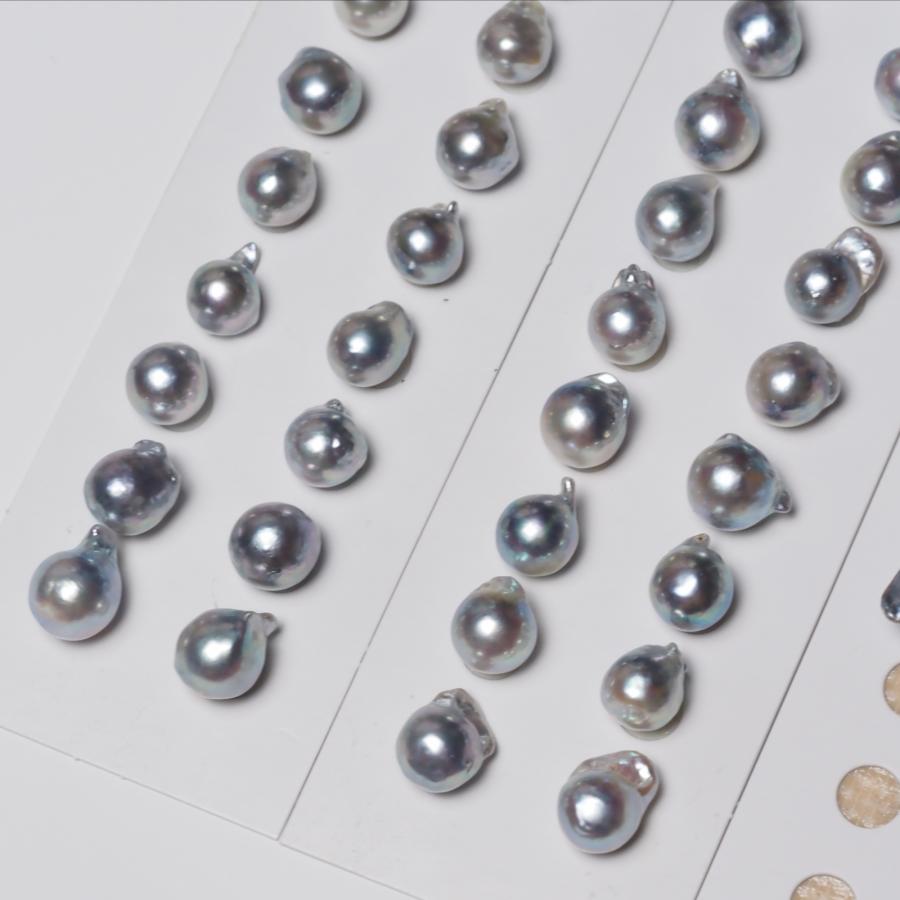 アコヤ本真珠 ナチュラルブルー バロック ピアス K10PG/K18YG ポスト