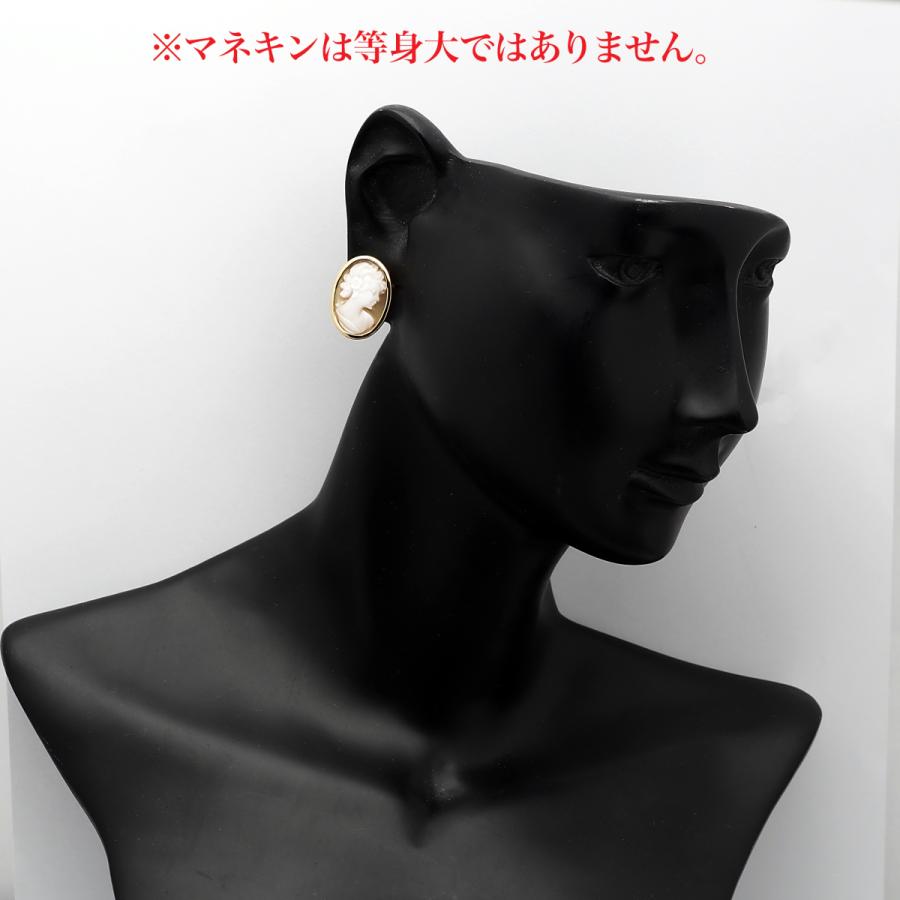 K18 シェルカメオ スタッドピアス オーバル18×13mm 18金 イエロー