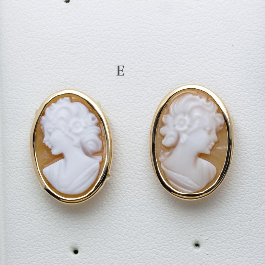 K18 シェルカメオ スタッドピアス オーバル18×13mm 18金 イエロー