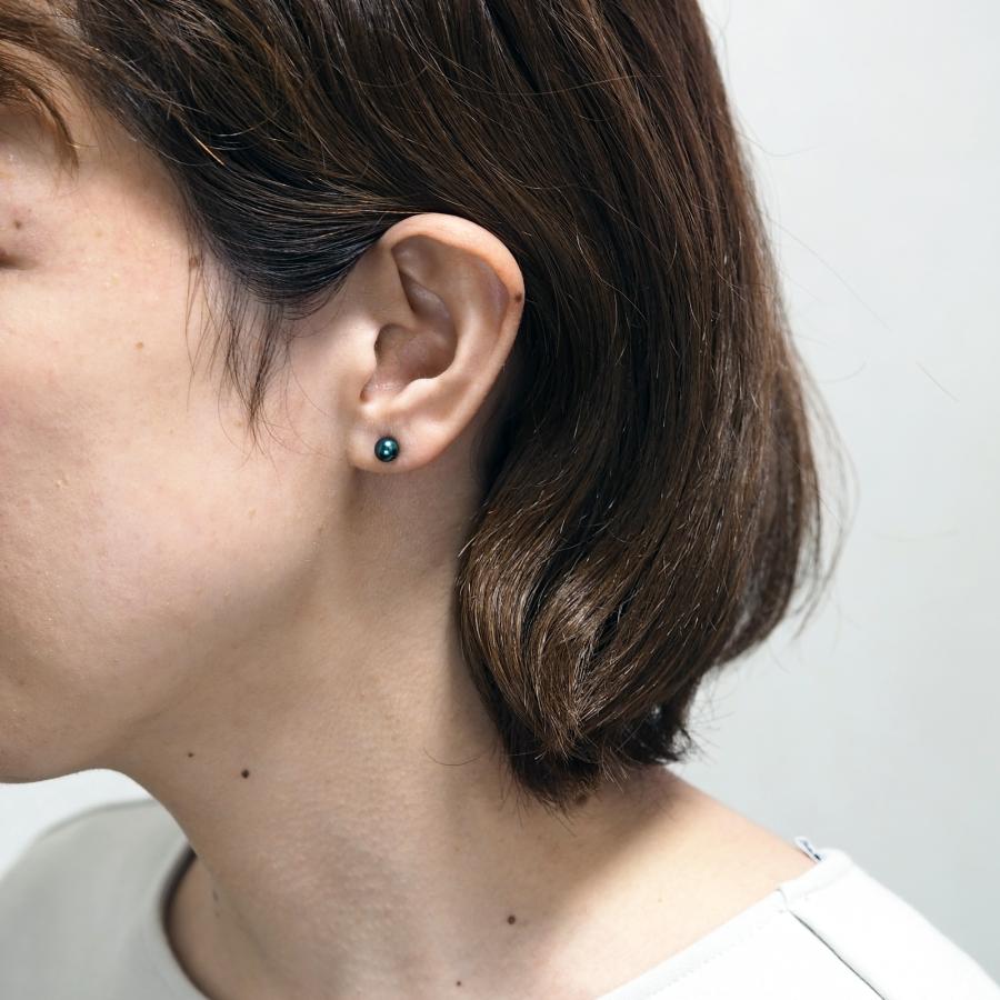 アコヤ本真珠 ピアス 特選 5-5.5mm/ブルーグリーン K10PG/K18YG あこや