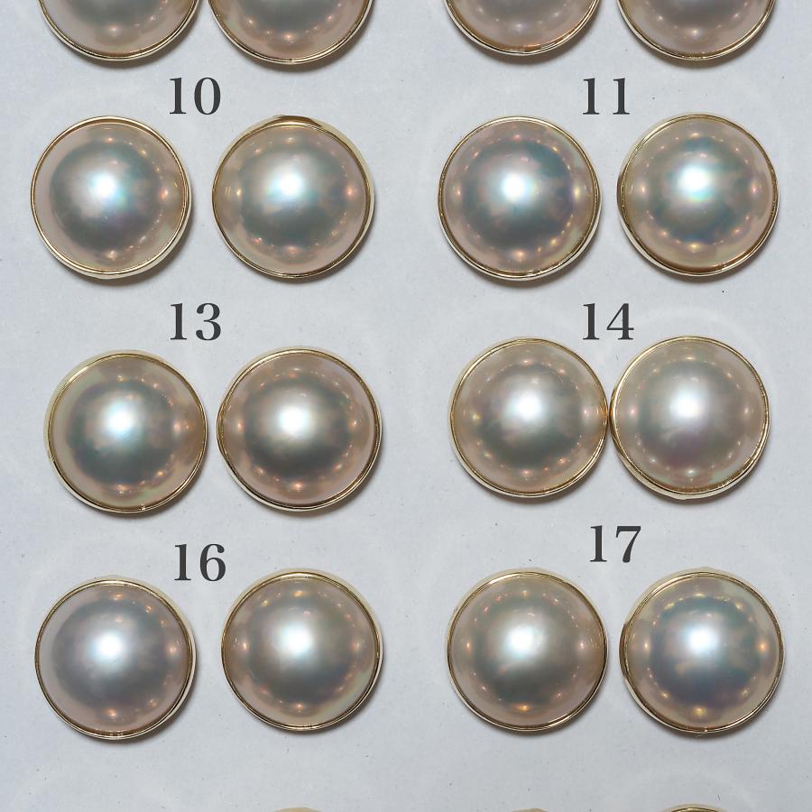 K18 マベ真珠 スタッドピアス 13.5-14.5mm 奄美産 パール 18金 K18 マベ真珠 スタッドピアス 13.5-14.5mm 奄美産 パール 18金