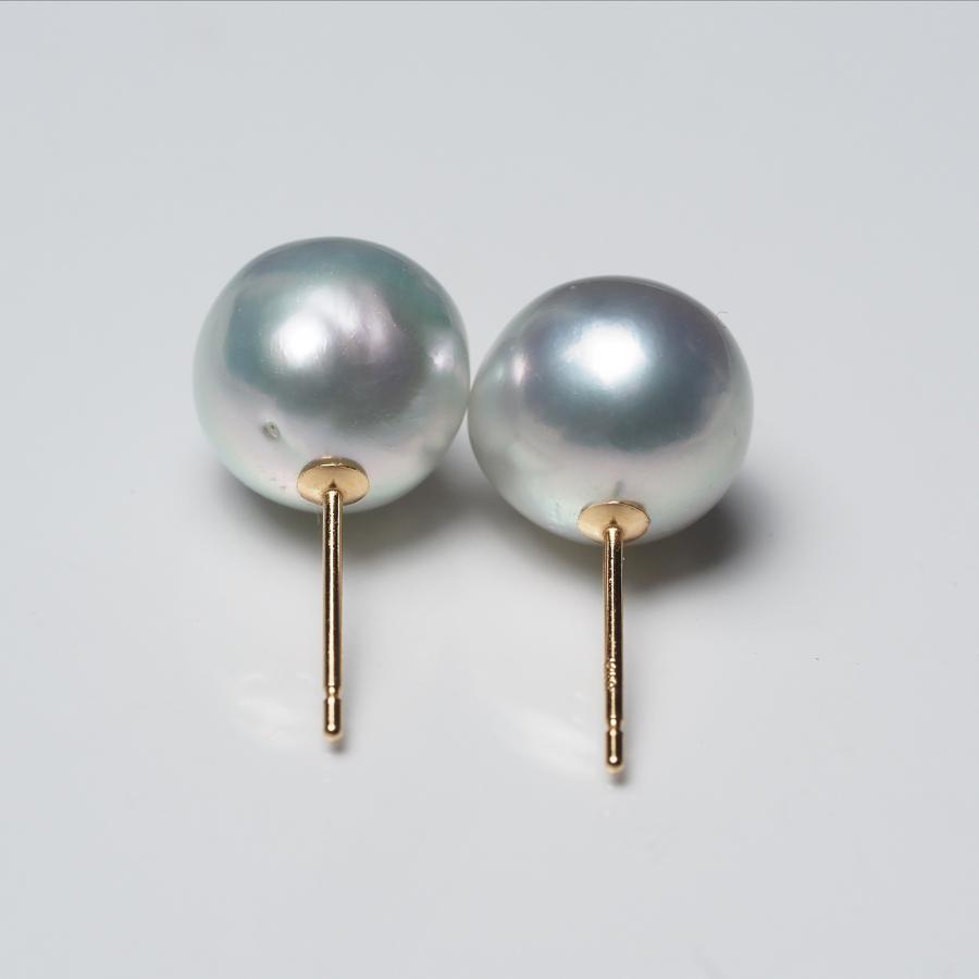 南洋真珠 バロック ピアス 9.5mm up ナチュラルブルー K18/Pt900 イヤリングにも変更可 白蝶パール 小さめ 小ぶり ギフト 普段使い カジュアル 日本製の画像