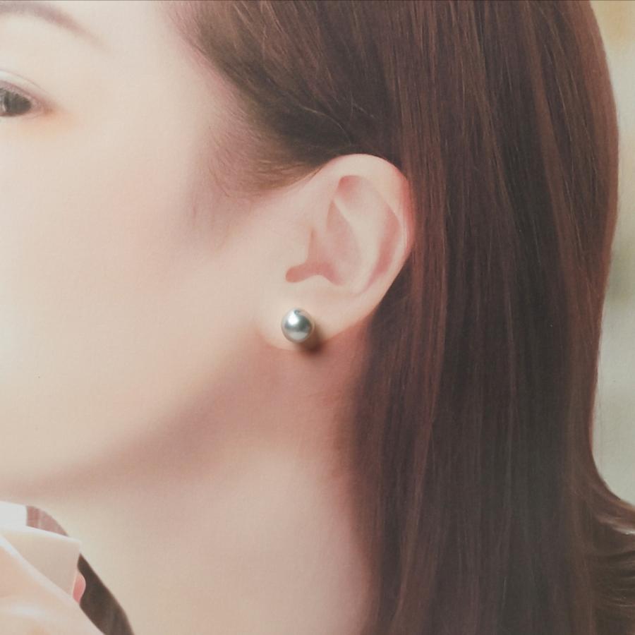南洋真珠 バロック ピアス 9.5mm up ナチュラルブルー K18/Pt900 イヤリングにも変更可 白蝶パール 小さめ 小ぶり ギフト 普段使い カジュアル 日本製の画像