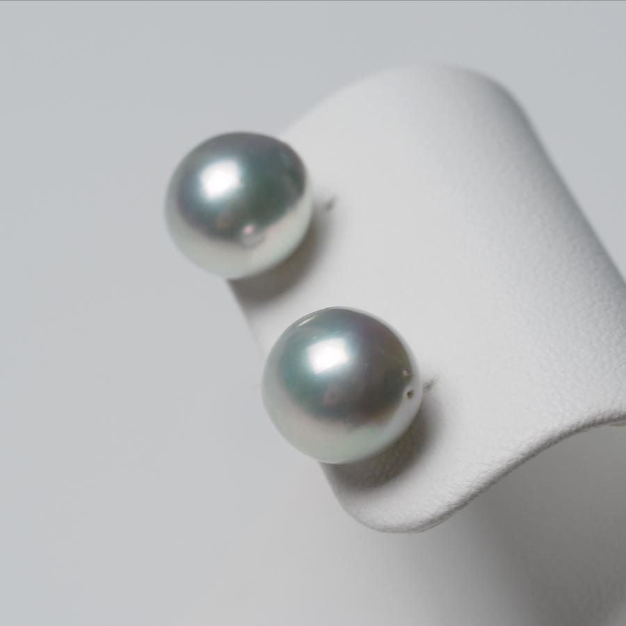 南洋真珠 バロック ピアス 9.5mm up ナチュラルブルー K18/Pt900 イヤリングにも変更可 白蝶パール 小さめ 小ぶり ギフト 普段使い カジュアル 日本製の画像