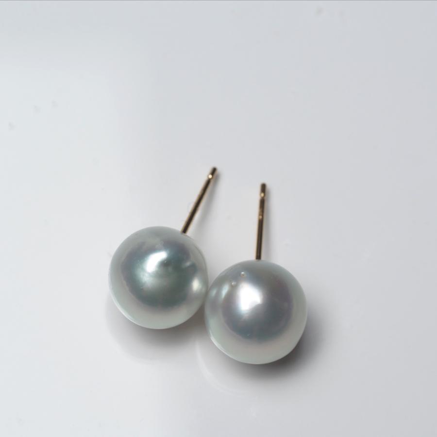 南洋真珠 バロック ピアス 9.5mm up ナチュラルブルー K18/Pt900 イヤリングにも変更可 白蝶パール 小さめ 小ぶり ギフト 普段使い カジュアル 日本製の画像