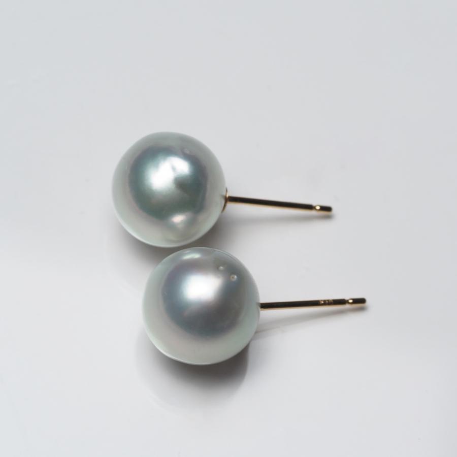 南洋真珠 バロック ピアス 9.5mm up ナチュラルブルー K18/Pt900 イヤリングにも変更可 白蝶パール 小さめ 小ぶり ギフト 普段使い カジュアル 日本製の画像