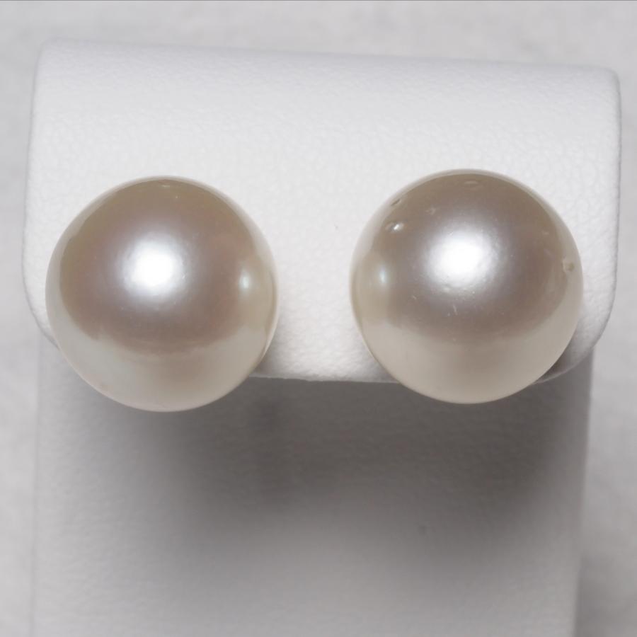 南洋真珠 ピアス ラウンド13.5mm up シルバーホワイト