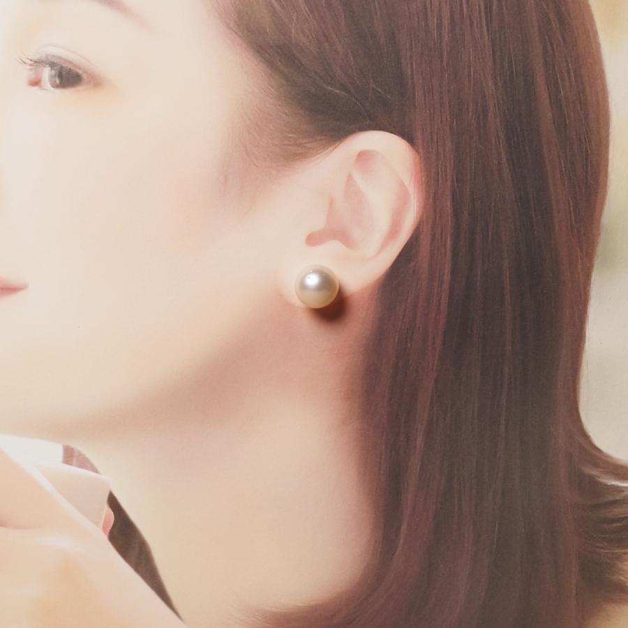 南洋真珠 ピアス ラウンド13.5mm up シルバーホワイト