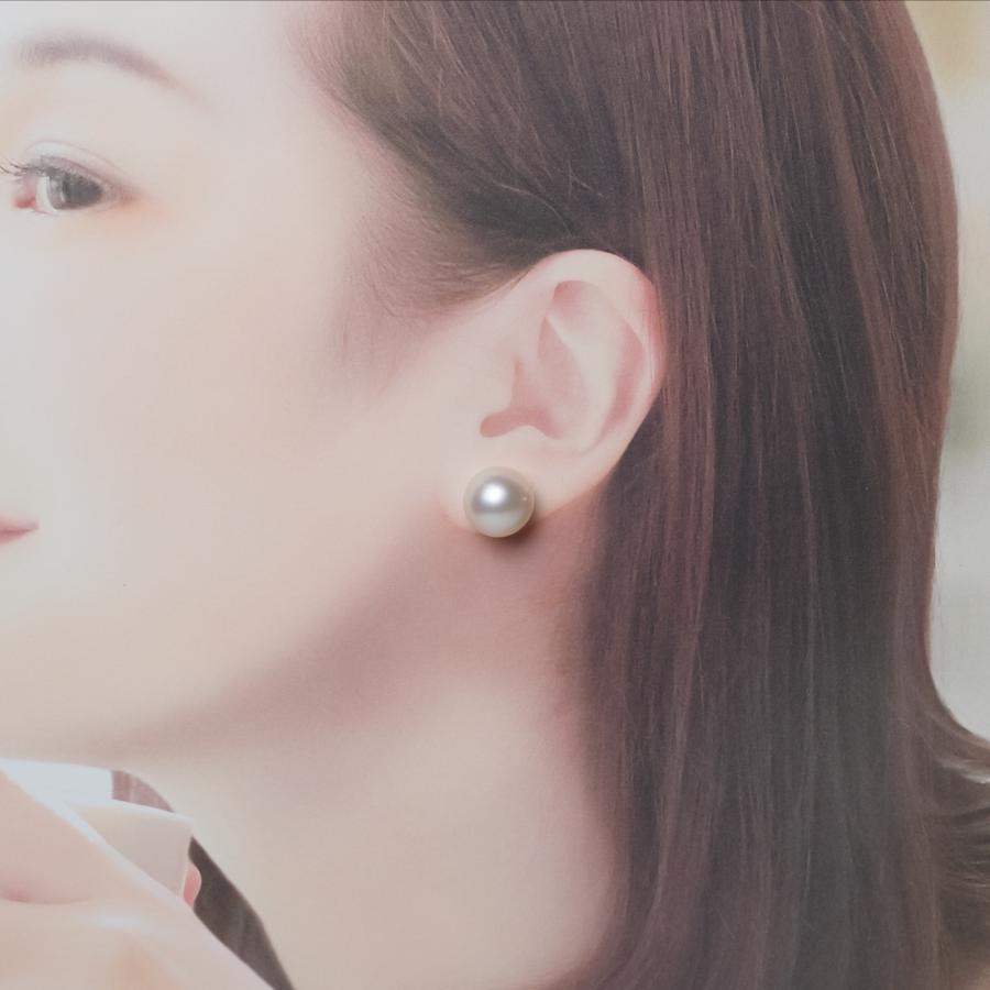 南洋真珠 ピアス 特大13.5mm up シルバー系ホワイト イヤリングにも