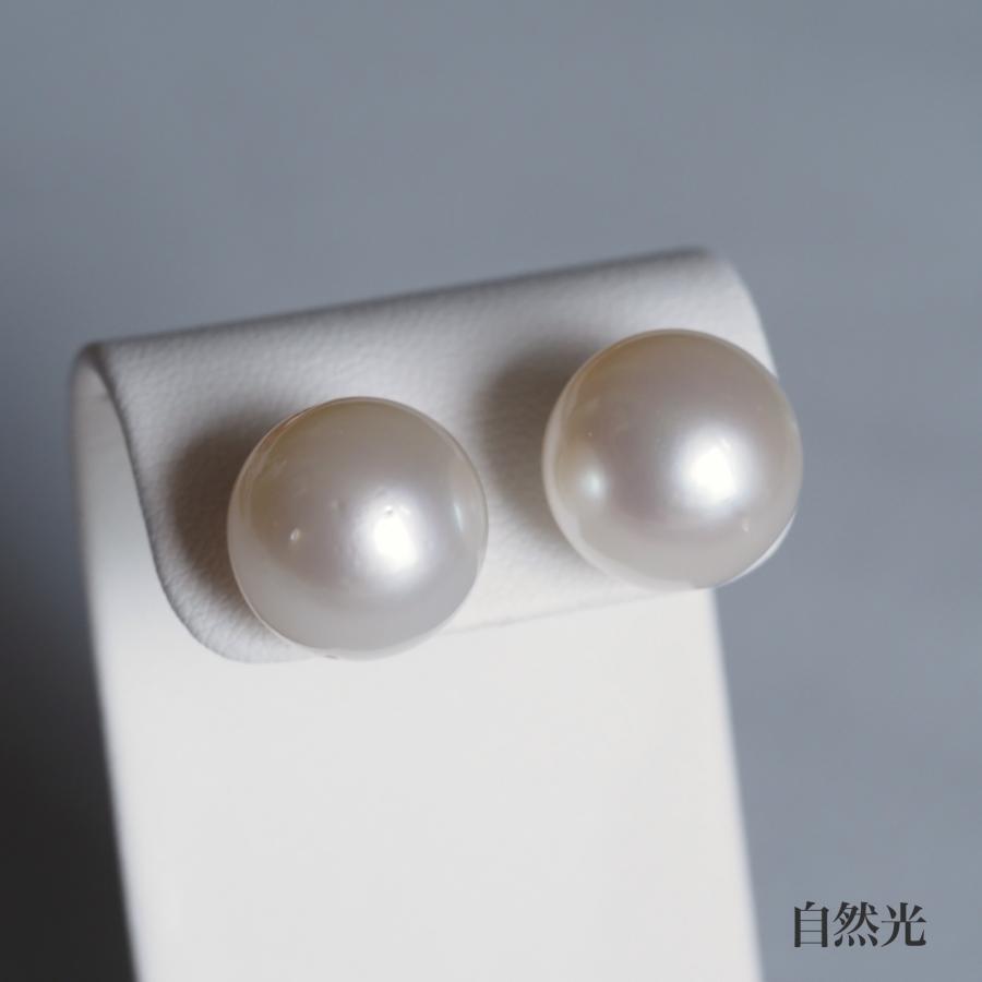 南洋真珠 ピアス 特大13.5mm up シルバー系ホワイト イヤリングにも