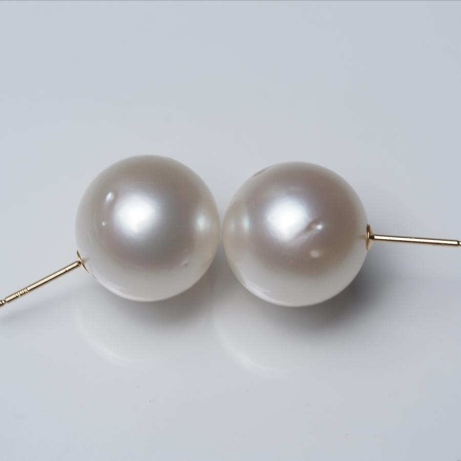 南洋真珠 ピアス 特大13.5mm up シルバー系ホワイト イヤリングにも