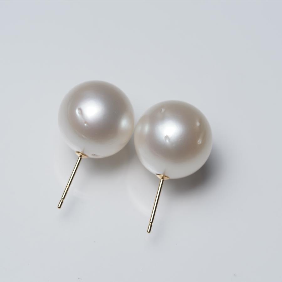 南洋真珠 ピアス 特大13.5mm up シルバー系ホワイト イヤリングにも