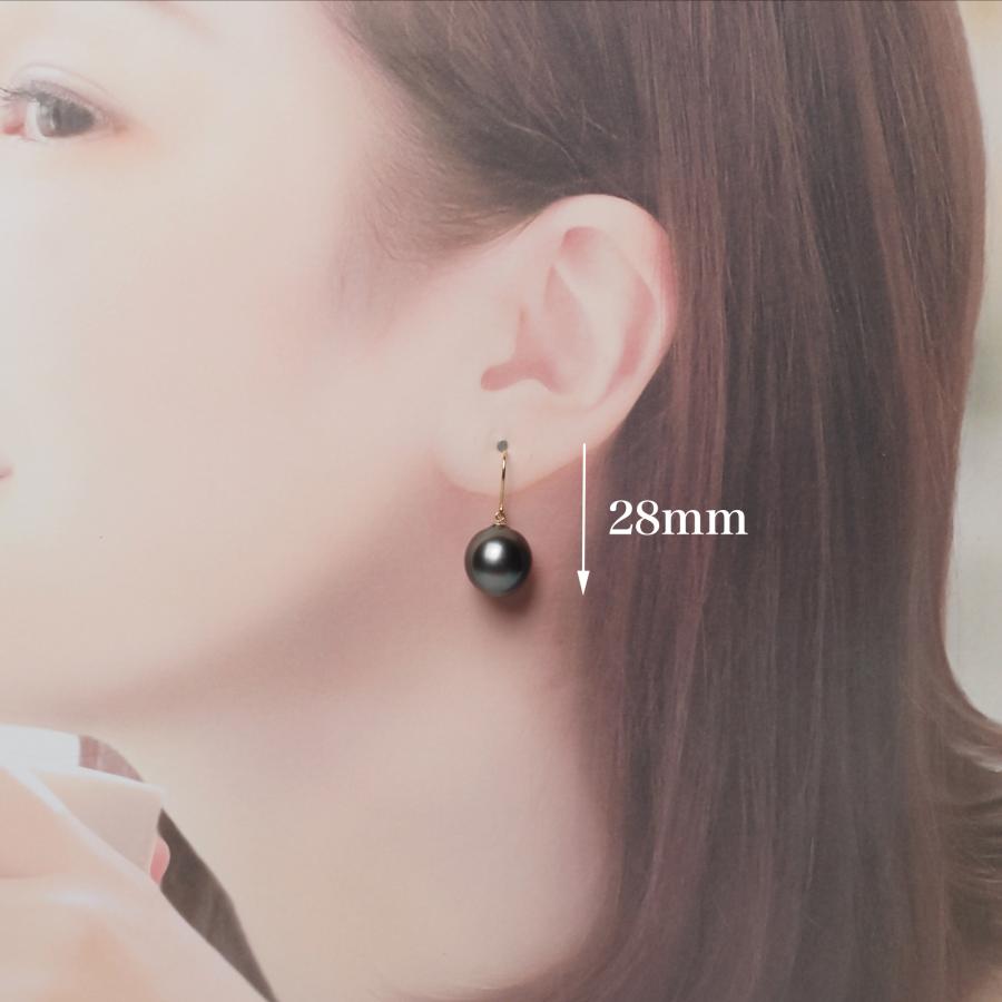 K18 タヒチ真珠 フックピアス バロック 12mm up イヤリングにも変更可